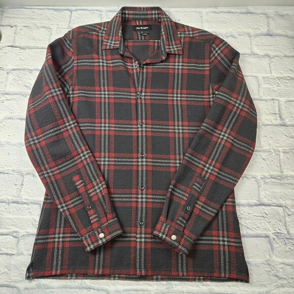 The Kooples Classic Red Plaid Long Sleeve Wool Blend Button Shacket size Small - Picture 4 of 15